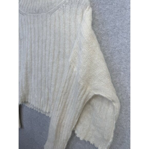 Free People Alpaca Blend Slouchy Oversized Sweater Cream Cowl Neck Fluffy Sz XS - Picture 4 of 16